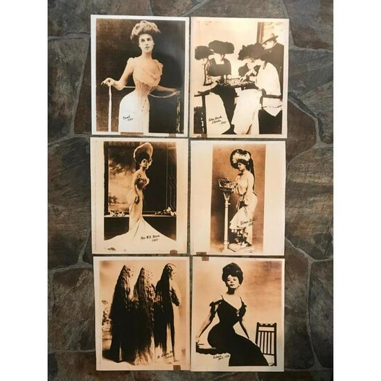 Group of Antique Women Sepia Photo Prints