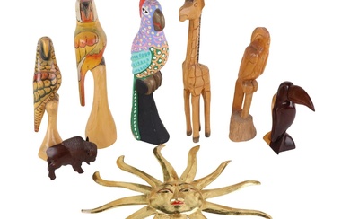 Group of Tourist Carved Wood Animals