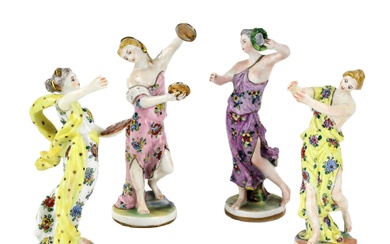 Groupe en porcelaine Allegorie de l`Art, compose de quatre figures de filles. Marque du fabricant....