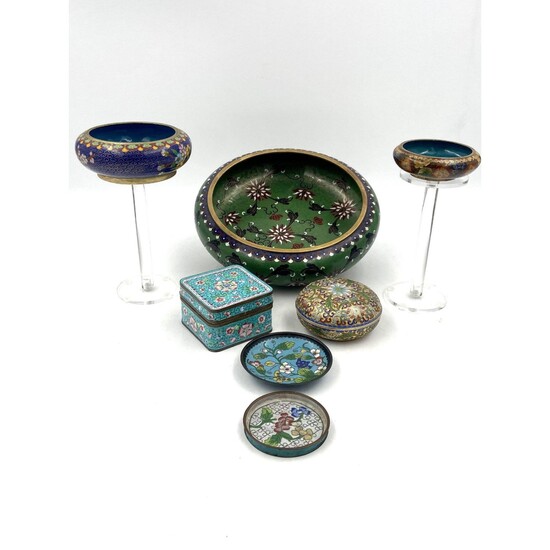 Grouping Of 7 Chinese CloisonnÃ© Bowls