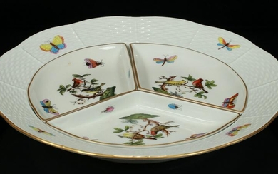 HEREND "ROTHSCHILD BIRD" TRAY WITH 3 DIVIDERS
