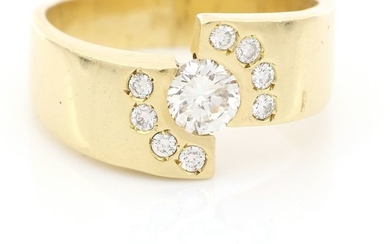 HRD Certificate - 18 kt. Yellow gold - Ring - 1.00 ct Diamond