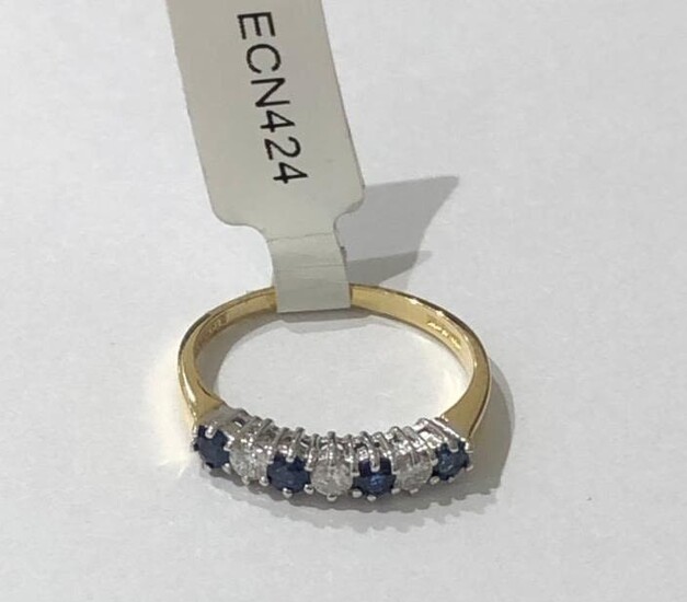 Half Eternity Ring with 0.15ct Diamonds and 3 Sapphires...