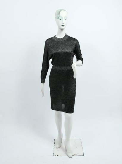 Halston Heritage Black And Silver-tone Dress