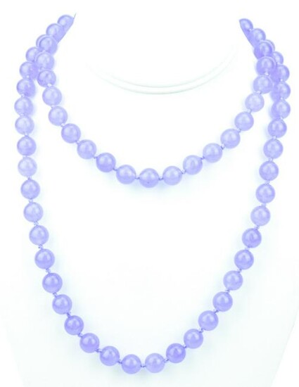 Hand Knotted 10MM Lavender Jade Necklace