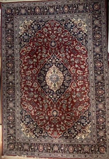Hand Knotted Kashan Rug- 10’ x 14’2”, Wool