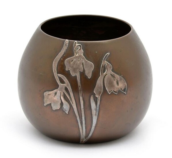 Heintz Art Nouveau Sterling on Bronze Vase.