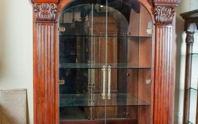 Henredon Carved Wooden Armoire W/Glass Doors