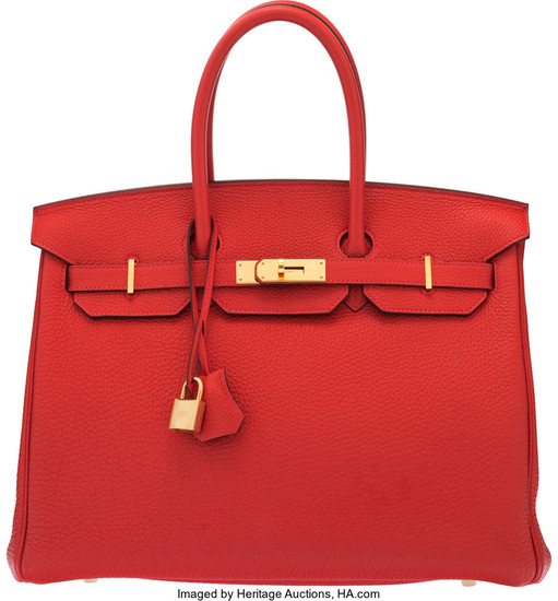 Hermès 35cm Geranium Togo Leather Birkin Bag with Gold...