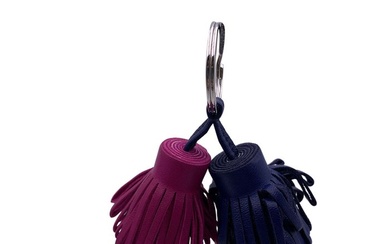 Hermès - Blue and Purple Leather Carmen Uno-Dos Key Ring - Key Ring