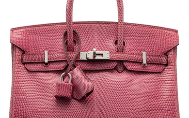 Hermès Exceptional 25cm Fuschia Lizard Birkin Bag with Palladium...