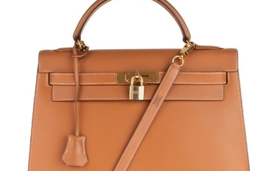 Hermès - Kelly 32 sellier en cuir Chamonix Gold Crossbody bag