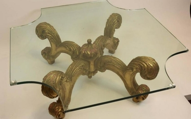 Hollywood Regency Heavily Carved Gilt Coffee Table