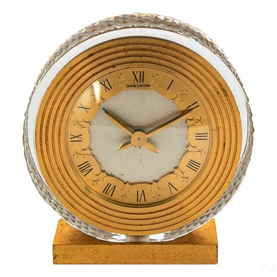 Hour Lavigne French Dore Bronze and Crystal Clock