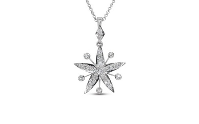 IGI Certificate - 1.15 total natural diamond carat - 18 kt. White gold - Necklace with pendant - 0.20 ct Diamond - Diamonds