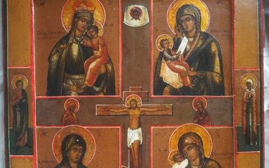 Icon, Four-part Icon, Mother of God - Wood - 19th century