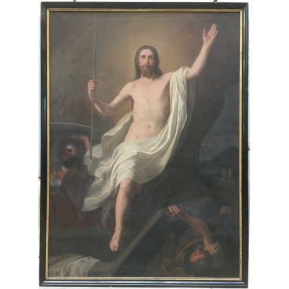 Maestro della metà del sec XIX "Resurrezione di Cristo" olio su tela (cm 175x135)In cornice (difetti)