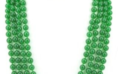 Impressive 104 Inch Chinese Jade Necklace Strand