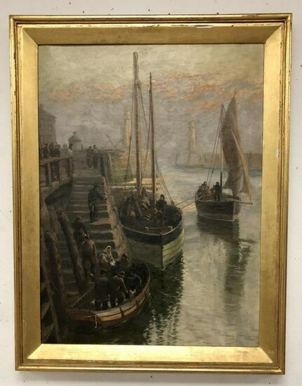 J R MILES 19TH C O/C TITLED "MORNING WHITTY HARBOUR