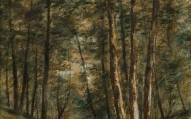 JEROME B. THOMPSON A Forest Scene with a Shepherdess on