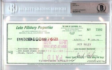 Jack Haley Signed Autographed Personal Check Wizard of Oz #7392 1971 Beckett
