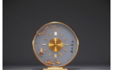 Jaeger LeCoultre - "Montre boule" desk clock with Chinese decoration, 20th century.