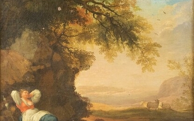 Jan Siberechts (1627-ca.1703), shepherdess in Italian landscape, oil on canvas,...