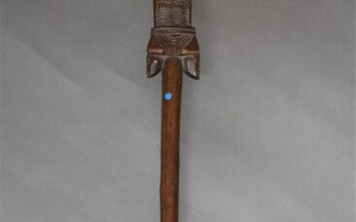 Janus sceptre Tchokwe Angola L. 62.5 cm (total)...