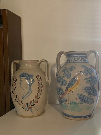 Jar, Vase, ancient amphora (2) - Creamware, Porcelain