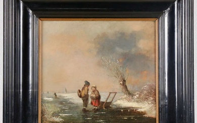 Joannes Reynvaan (1829-1894), Wintertje met kinderen op het ijs