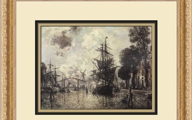 Johann Barthold Jongkind Harbor Scene in Holland Custom Framed Print