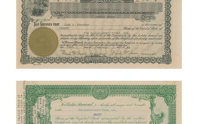 John F. Kennedy 1947 Signed Stock Certificate