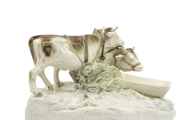 KLIMT, CARL (1876-1945) seltene Figurengruppe "Kühe an der Tränke", 1. H. 20. Jh.