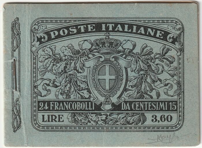 Kingdom of Italy 1911 - Booklet of 24 pieces of 15 c. black no. 96 intact and certified - Sassone N.2
