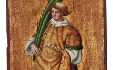 Kleines gotisches Tafelbild mit der Darstellung des heiligen Stephanus, Deutscher Meister des 16. Jahrhunderts