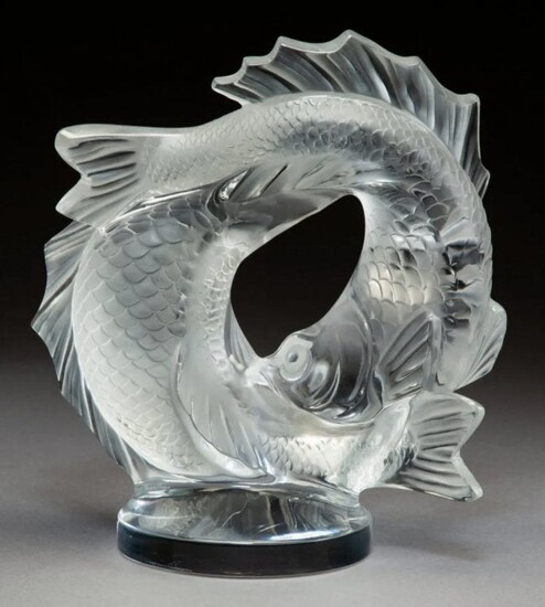 LALIQUE CLEAR AND FROSTED GLASS DEUX POISSONS SC