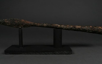 LONG ROMAN IRON SOCKETED SPEAR ON STAND