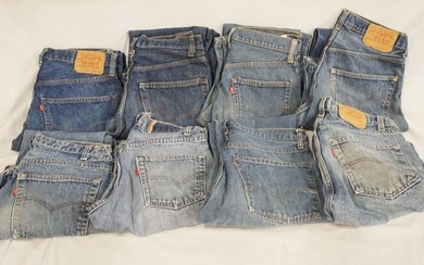 LOT OF 8 PAIRS OF VINTAGE LEVIS JEANS W/ RED TAB