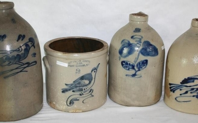 LOT OF FOUR 19TH C. DECORATED STONEWARE