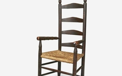 Ladder-back armchair with rush seat, 18th/19th century