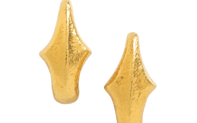 Lalaounis 22kt Hammered Gold Earclips