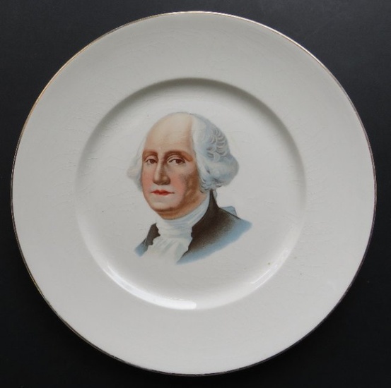 Large Antique 1889 Porcelain Plate, President George Washington, Knowles