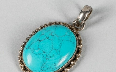 Large Sterling & Turquoise Pendant