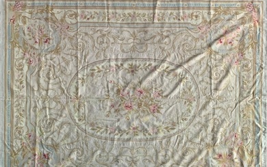 Large and impressive French Aubusson carpet, traditional ros...