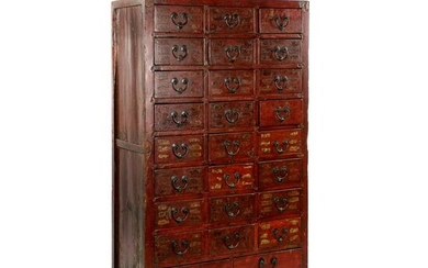 Late 19th C Chinese 26 Drawer Apothecary Cabinet