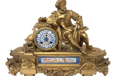 Late 19th century French gilt metal mantel clock