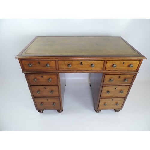 Late Georgian Mahogany Twin Pedestal Seven Drawer Desk with...