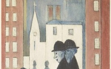 Laurence Stephen Lowry RBA RA, British 1887-1976, The two brothers, 1972; offset lithograph on wove, signed in pencil, edition of 850, bearing the Fine art Trade Guild's blindstamp, published by The Adam Collection in 1972, printed in Austria by...
