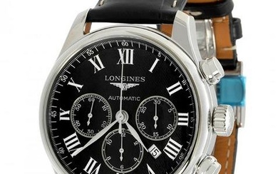 Longines Master Collection watch. 205945XX (model) 497363XX (case). Black dial, Roman numerals
