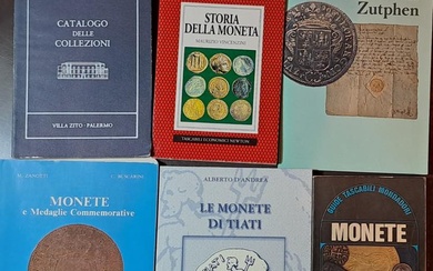 Lot of 11 books with various numismatic themes, one of...
